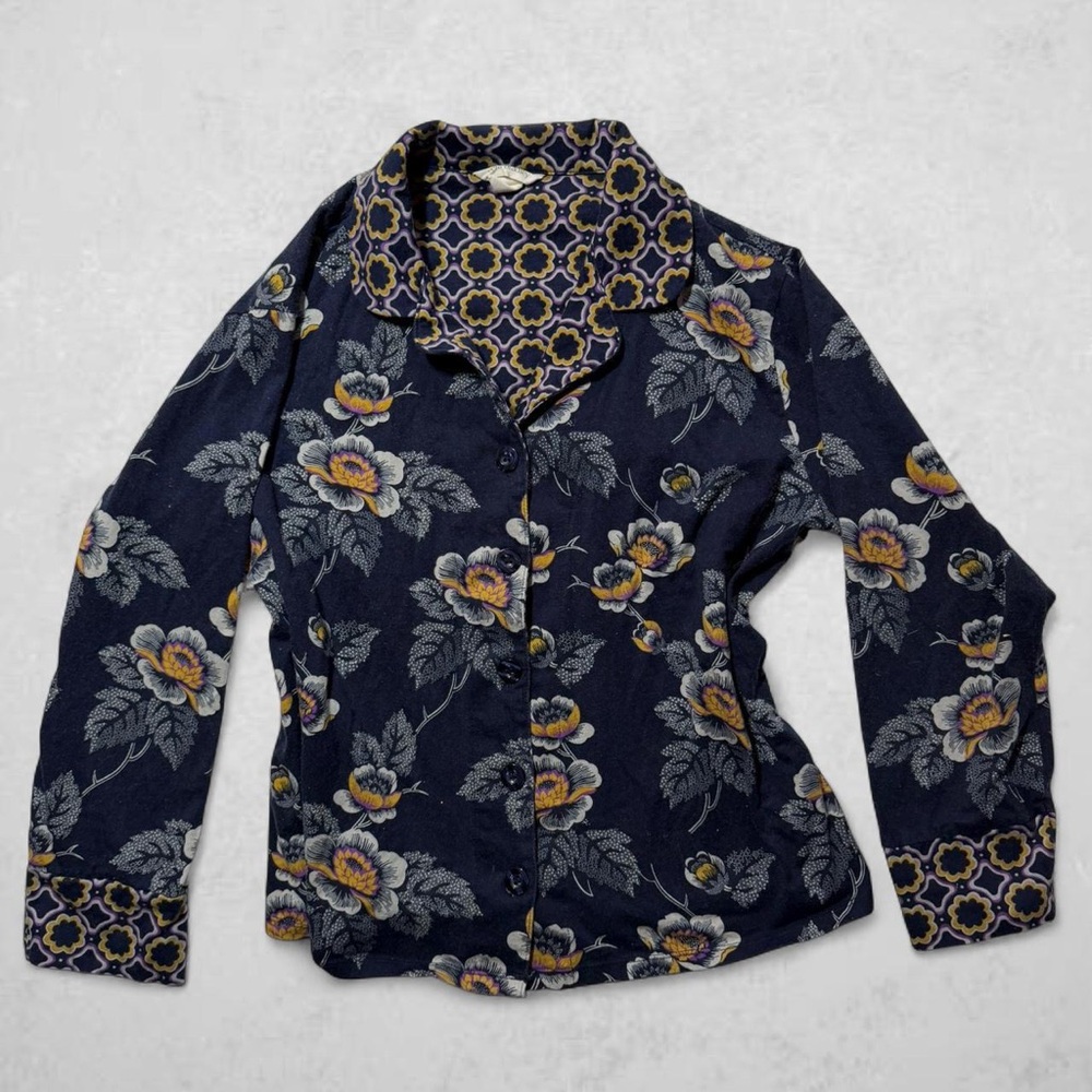 Vera Bradley Floral Button-Up Shirt with Geometric Collar
